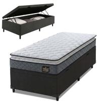 Cama Box Baú Solteiro Colchão Espuma D33 Pillow Top Millenium 88x188x60cm Cinza/Preto Hellen Cama Box Baú Solteiro Colchão Espuma D33 Pillow Top Millenium 88x188x60cm Cinza/Preto Hellen