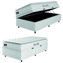 Cama Box Baú Solteiro Colchão Espuma D33 Pillow Top New Millenium 88x188x60cm Branco Hellen Suporta Até 120 Kg Por Pessoa