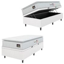 Cama Box Baú Solteiro Colchão Espuma D33 Pillow Top Van Gogh 88x188x65cm Branco Hellen Cama Box Baú Solteiro Colchão Espuma D33 Pillow Top Van Gogh 88x188x65cm Branco Hellen