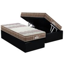 Cama Box Baú Solteiro: Colchão Espuma D33 Probel / EP Guarda Costas PróIntense Plus + Base CRC Suede Black(88x188)