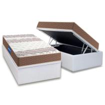 Cama Box Baú Solteiro: Colchão Espuma D33 Probel Guarda Costas + Base CRC Courano White(88x188)