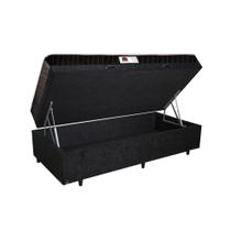 Cama Box Baú Solteiro Colchão Espuma D45 Bordado + Box Suede Preto Serra Negra 62x88x188 Cama Box Baú Solteiro Colchão Espuma D45 Bordado + Box Suede Preto Serra Negra 62x88x188