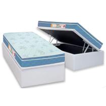 Cama Box Baú Solteiro: Colchão Espuma D45 Castor Sleep Max + Base CRC Courano White(88x188)