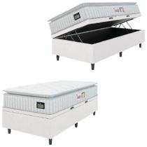 Cama Box Baú Solteiro Colchão Espuma D45 Lazio Pillow Top 88x188x65cm Branco Hellen Cama Box Baú Solteiro Colchão Espuma D45 Lazio Pillow Top 88x188x65cm Branco Hellen