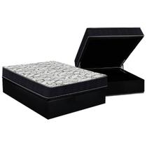 Cama Box Baú Solteiro: Colchão Espuma D45 Ortobom Airtech 150 + Base CRC Courano Black(88x188)