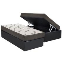 Cama Box Baú Solteiro: Colchão Espuma D45 Ortobom Light + Base CRC Suede Gray(88x188) Cama Box Baú Solteiro: Colchão Espuma D45 Ortobom Light + Base CRC Suede Gray(88x188)