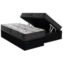 Cama Box Baú Solteiro: Colchão Espuma D45 Paropas Pasquale Wave Black + Base CRC Suede Black (88x188) Cama Box Baú Solteiro: Colchão Espuma D45 Paropas Pasquale Wave Black + Base CRC Suede Black (88x188)