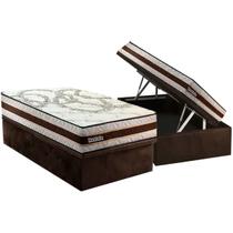 Cama Box Baú Solteiro: Colchão Espuma D45 Paropas Resiste Hotel + Base CRC Suede Brown (88x188) Cama Box Baú Solteiro: Colchão Espuma D45 Paropas Resiste Hotel + Base CRC Suede Brown (88x188)