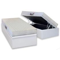 Cama Box Baú Solteiro: Colchão Espuma Herval D28 / AG65 Frontier + Base CRC Courano White(88x188)