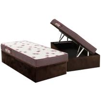 Cama Box Baú Solteiro: Colchão Espuma Ortobom D28 Light Saúde + Base CRC Suede Brown(88x188) Cama Box Baú Solteiro: Colchão Espuma Ortobom D28 Light Saúde + Base CRC Suede Brown(88x188)