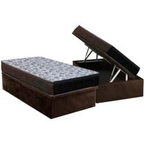 Cama Box Baú Solteiro: Colchão Espuma Ortobom D33 / EP ISO 100 Ultra Firme + Base CRC Suede Brown(88x188) Cama Box Baú Solteiro: Colchão Espuma Ortobom D33 / EP ISO 100 Ultra Firme + Base CRC Suede Brown(88x188)