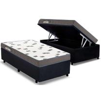 Cama Box Baú Solteiro: Colchão Espuma Ortobom D33 Light Saúde + Base CRC Suede Black(88x188) Cama Box Baú Solteiro: Colchão Espuma Ortobom D33 Light Saúde + Base CRC Suede Black(88x188)
