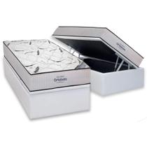 Cama Box Baú Solteiro: Colchão Espuma Ortobom D45 Highfoam + Base CRC Courano White(88x188)