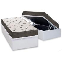 Cama Box Baú Solteiro: Colchão Espuma Ortobom D45 Light + Base CRC Courano White(88x188) Cama Box Baú Solteiro: Colchão Espuma Ortobom D45 Light + Base CRC Courano White(88x188)