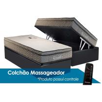 Cama Box Baú Solteiro: Colchão Espuma Paropas D45 Grants c/ Massageador + Base CRC Suede Gray(88x188)
