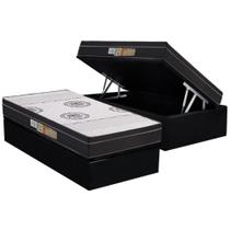 Cama Box Baú Solteiro: Colchão Espuma Polar D28 / EP Orthoface + Base CRC Suede Black(88x188)