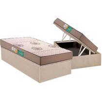 Cama Box Baú Solteiro: Colchão Espuma Polar D33 Pérola + Base CRC Suede Clean(88x188)