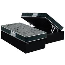Cama Box Baú Solteiro: Colchão Espuma Probel D33 ProDormir Advanced Mega Resistente + Base CRC Suede Black(88x188)