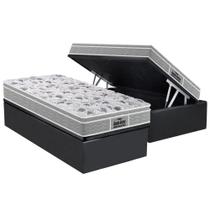 Cama Box Baú Solteiro: Colchão Espuma Probel D45 / EP Guarda Costas PróExtreme Plus + Base CRC Suede Gray(88x188)