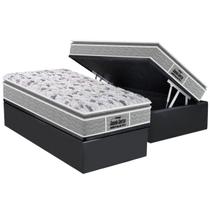 Cama Box Baú Solteiro: Colchão Espuma Probel D45 / EP Guarda Costas PróExtreme Plus Pillow Top + Base CRC Suede Gray(88x188)