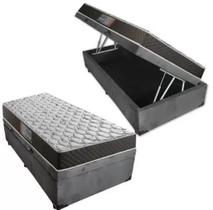Cama Box Baú Solteiro Colchão Mola Ensacada Acolchões + Box Sintético 61x88x188 Cama Box Baú Solteiro Colchão Mola Ensacada Acolchões + Box Sintético 61x88x188
