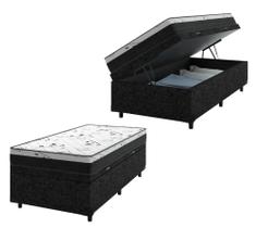 Cama Box Baú Solteiro Colchão Mola Ensacada Acolchões + Box Suede 61x88x188 Cama Box Baú Solteiro Colchão Mola Ensacada Acolchões + Box Suede 61x88x188