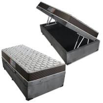 Cama Box Baú Solteiro Colchão Mola Ensacada Belos Sonhos + Box Poliéster 61x88x188