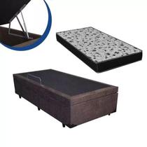 Cama Box Baú Solteiro Colchão Mola Ensacada Belos Sonhos + Box Sintético 61x88x188 Cama Box Baú Solteiro Colchão Mola Ensacada Belos Sonhos + Box Sintético 61x88x188