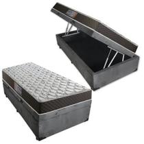 Cama Box Baú Solteiro Colchão Mola Ensacada Belos Sonhos + Box Suede 61x88x188