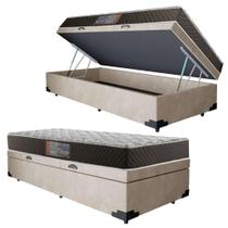 Cama Box Baú Solteiro Colchão Mola Ensacada Belos Sonhos + Box Suede 61x88x188