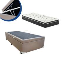 Cama Box Baú Solteiro Colchão Molas Bonnel + Box Sintético Bege 69x88x188 Cama Box Baú Solteiro Colchão Molas Bonnel + Box Sintético Bege 69x88x188