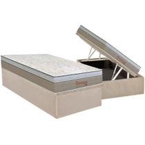 Cama Box Baú Solteiro: Colchão Molas Bonnel Orthoflex Florença + Base CRC Suede Clean (88x188)