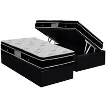 Cama Box Baú Solteiro: Colchão Molas Bonnel Ortobom Nanolastic Physical + Base CRC Courano Black(88x188)