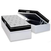 Cama Box Baú Solteiro: Colchão Molas Bonnel Ortobom Nanolastic Physical + Base CRC Courano White(88x188)