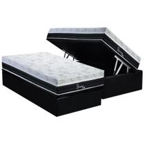 Cama Box Baú Solteiro: Colchão Molas Bonnel Polar Superlastic Diamond + Base CRC Suede Black (88x188)