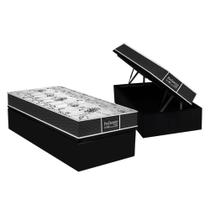 Cama Box Baú Solteiro: Colchão Molas Bonnel Probel Prolastic ProDormir Sleep + Base CRC Courano Black(88x188)