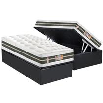 Cama Box Baú Solteiro: Colchão Molas Castor Bonnel Silver Star Air Double Face + Base CRC Suede Gray(88x188)