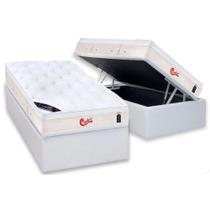 Cama Box Baú Solteiro: Colchão Molas Castor Pocket Gold Star Vitagel + Base CRC Courano White(88x188)