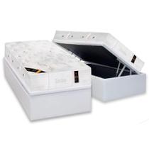 Cama Box Baú Solteiro: Colchão Molas Castor Pocket Kingdom Skin + Base CRC Courano White(88x188)