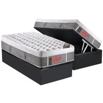 Cama Box Baú Solteiro: Colchão Molas Castor Pocket Light Stress Oxygen New Plush + Base CRC Suede Gray(88x188)