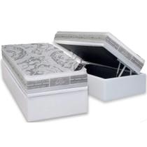 Cama Box Baú Solteiro: Colchão Molas Castor Pocket Super Luxo Látex Plush + Base CRC Courano White(88x188) Cama Box Baú Solteiro: Colchão Molas Castor Pocket Super Luxo Látex Plush + Base CRC Courano White(88x188)