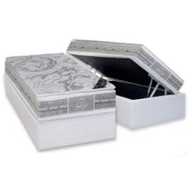 Cama Box Baú Solteiro: Colchão Molas Castor Pocket Super luxo Látex Plush Double Face + Base CRC Courano White(88x188) Cama Box Baú Solteiro: Colchão Molas Castor Pocket Super luxo Látex Plush Double Face + Base CRC Courano White(88x188)
