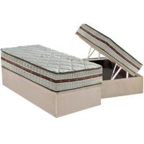 Cama Box Baú Solteiro: Colchão Molas Ensacadas Anjos MasterPocket Classis + Base CRC Suede Clean(88x188)