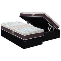 Cama Box Baú Solteiro: Colchão Molas Ensacadas Castor Pocket Class Híbrido + Base CRC Courano Black(88x188) Cama Box Baú Solteiro: Colchão Molas Ensacadas Castor Pocket Class Híbrido + Base CRC Courano Black(88x188)
