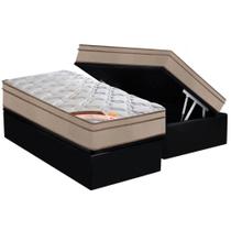 Cama Box Baú Solteiro: Colchão Molas Ensacadas Castor Pocket Revolution Híbrido + Base CRC Suede Black(88x188)