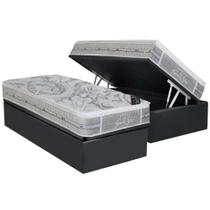 Cama Box Baú Solteiro: Colchão Molas Ensacadas Castor Pocket Super Luxo Látex SLX + Base CRC Suede Cinza(88x188) Cama Box Baú Solteiro: Colchão Molas Ensacadas Castor Pocket Super Luxo Látex SLX + Base CRC Suede Cinza(88x188)