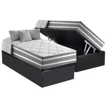 Cama Box Baú Solteiro: Colchão Molas Ensacadas D Angelis Anjos Duo Sono + Base CRC Suede Gray (88x188)