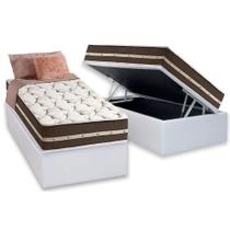 Cama Box Baú Solteiro: Colchão Molas Ensacadas D Angelis Anjos Superlastic Classic + Base CRC Courano White (88x188)