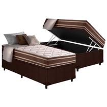 Cama Box Baú Solteiro: Colchão Molas Ensacadas D Angelis Anjos Superlastic Duo Sono +Base CRC Courano Brown (88x188)