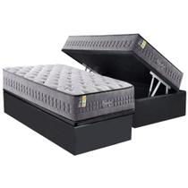 Cama Box Baú Solteiro: Colchão Molas Ensacadas D Angelis Anjos Versalhes + Base CRC Suede Gray (88x188)